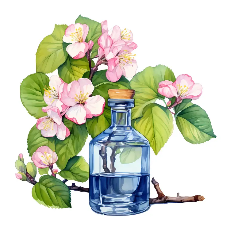 Bottle with Pink Blossoms