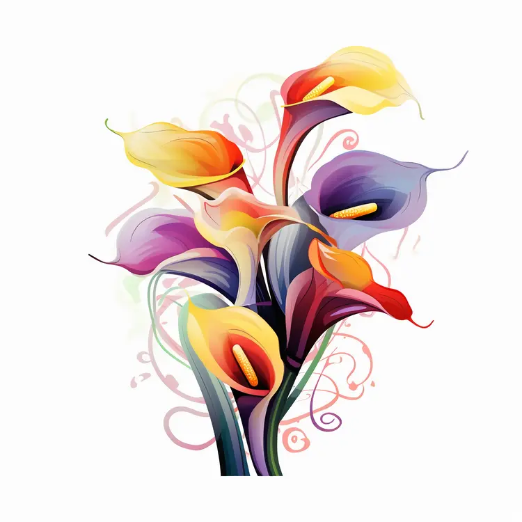 Colorful Calla Lily Floral Illustration