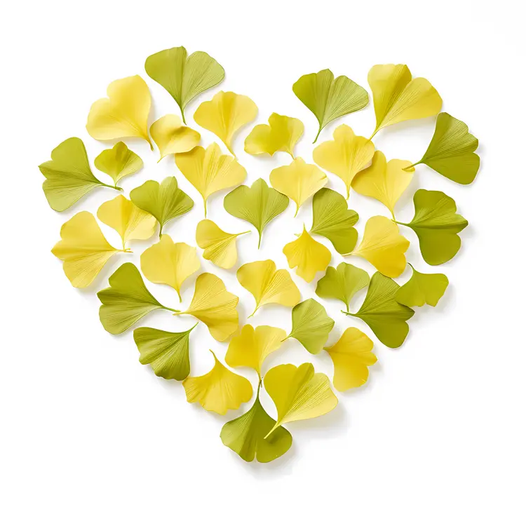 Heart Shape Made of Ginkgo Leaves