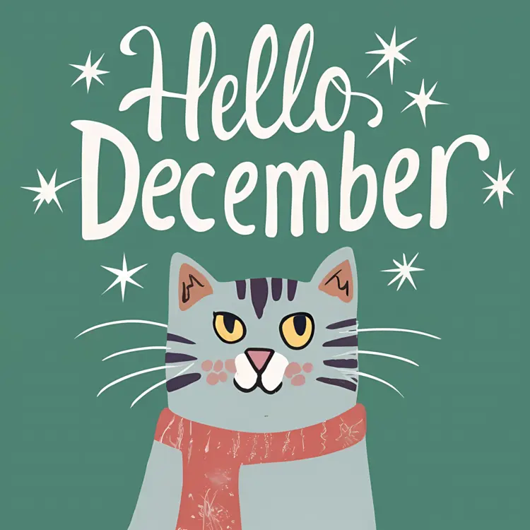 Hello December with Cat and Stars
