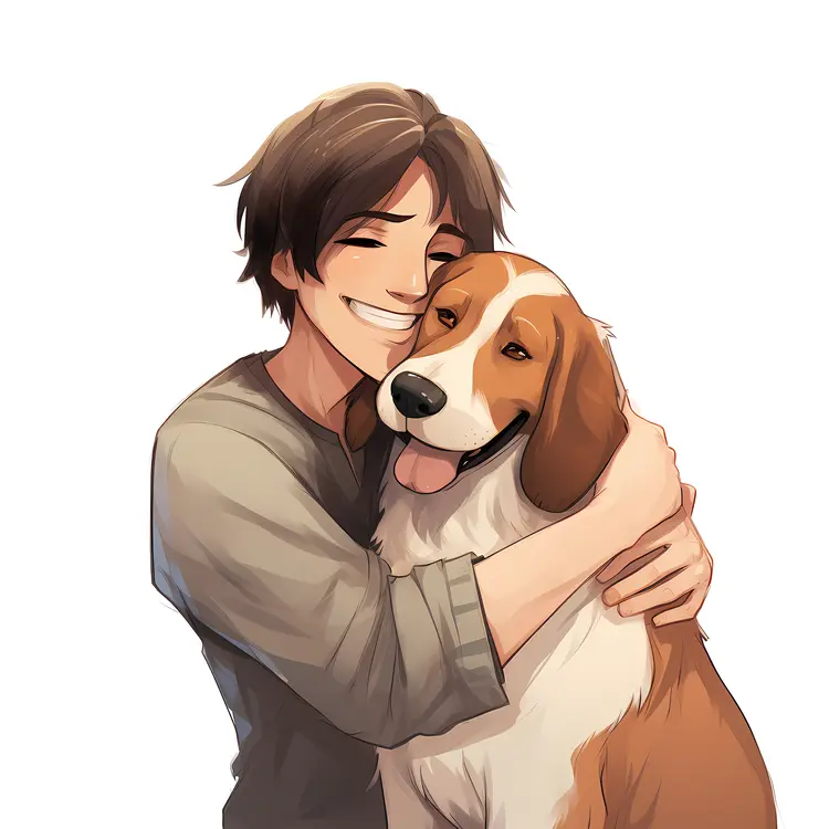 Happy Person Hugging Dog