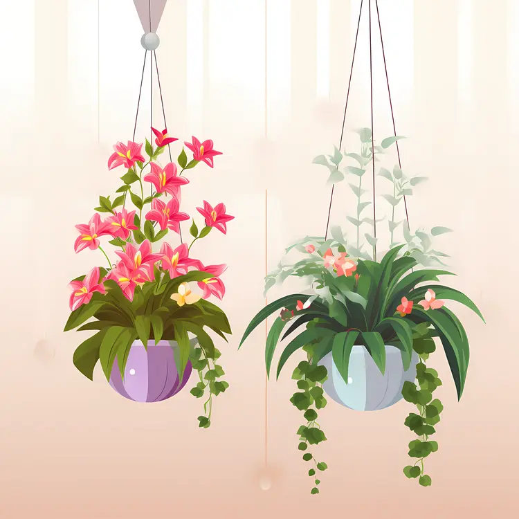 Colorful Hanging Plants with Flowers