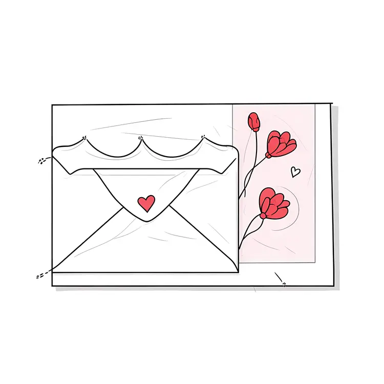 Envelope with Heart and Flowers