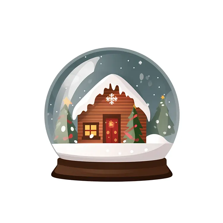 Cozy Winter House in Snow Globe
