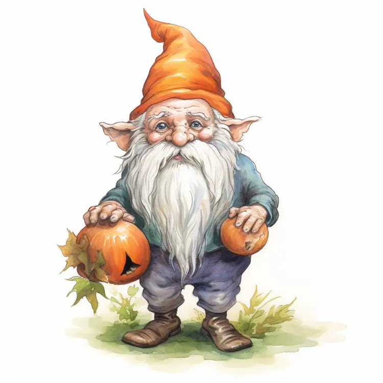 Cute Gnome with Pumpkins for Halloween