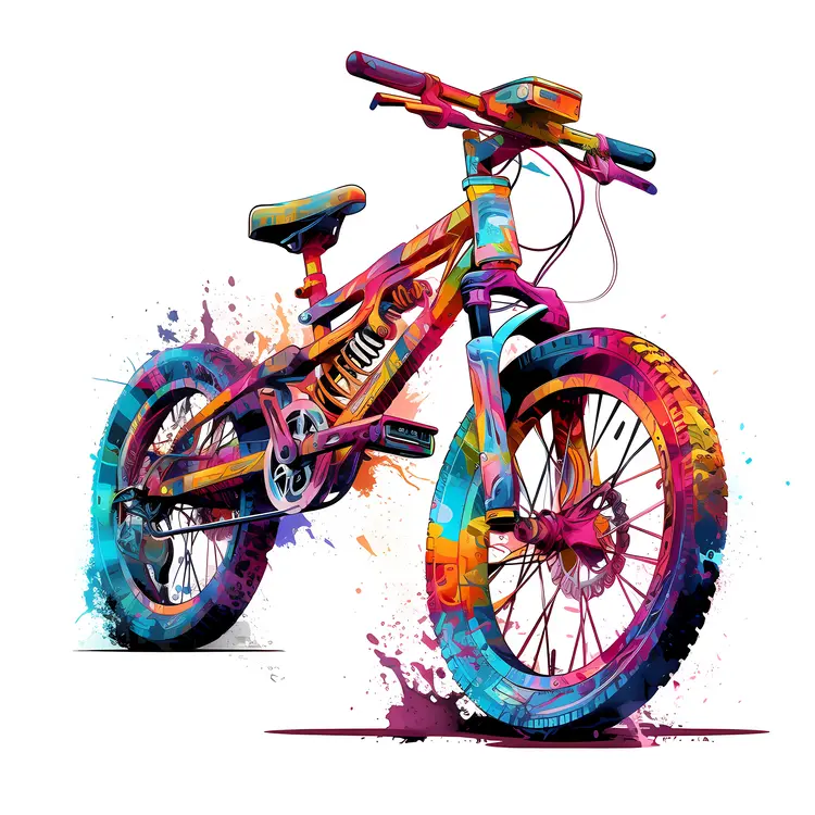 Colorful Mountain Bike with Splashes