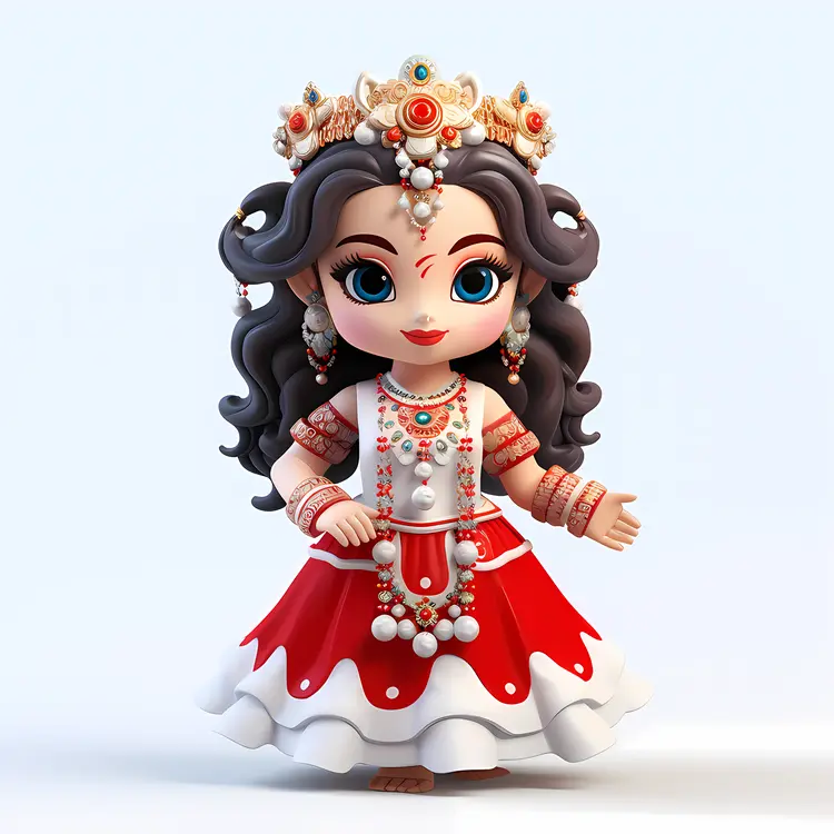 Cute Goddess with Crown and Jewelry