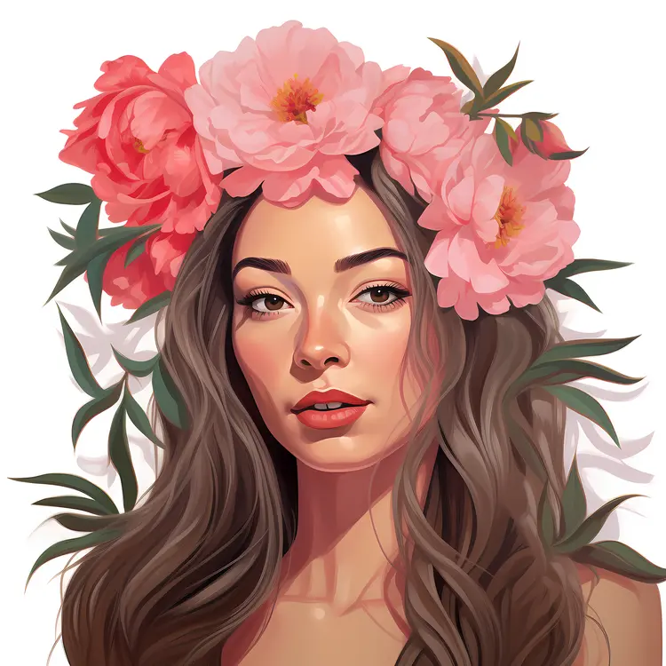 Beautiful Woman with Flower Crown