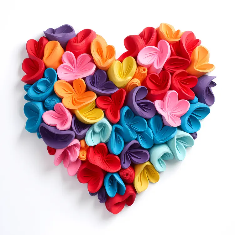 Colorful Flower Heart Craft