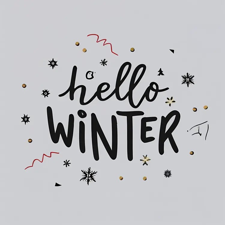 Hello Winter Greeting with Snowflakes