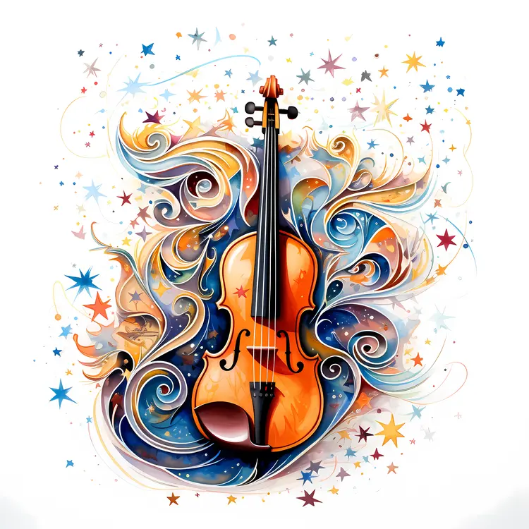 Violin with Starry Background