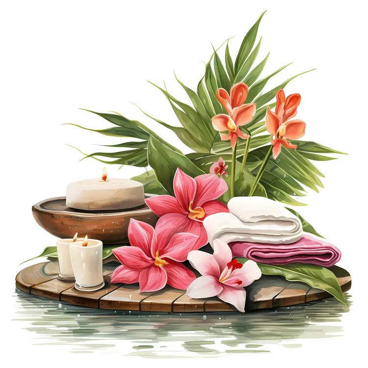 Spa Candles and Towels