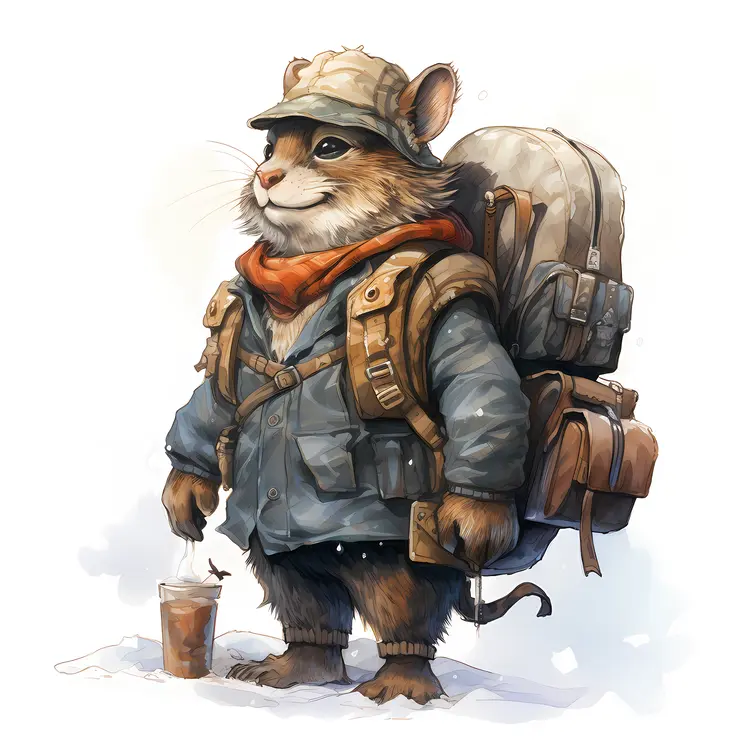 Cute Mouse with Backpack