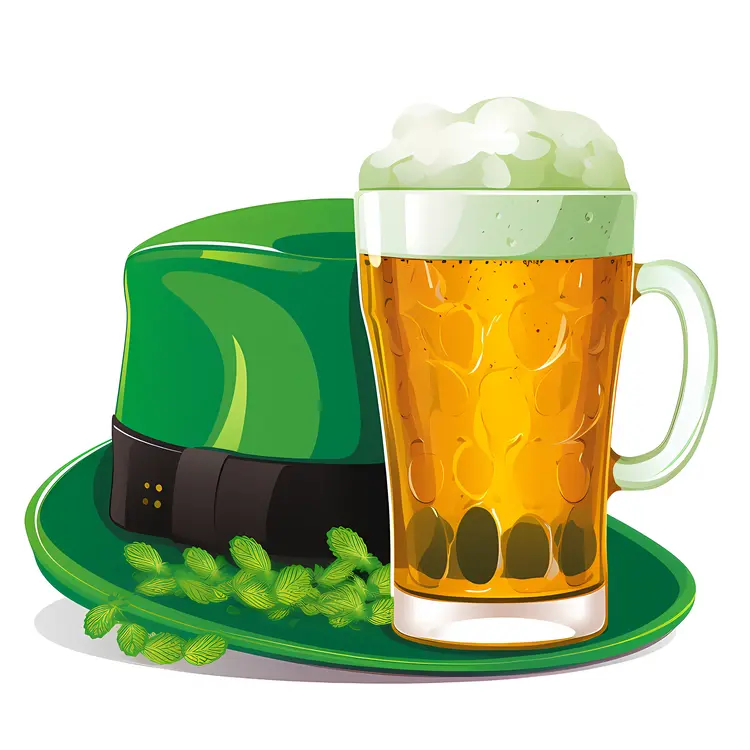 Green Hat and Beer Mug for St. Patrick's Day