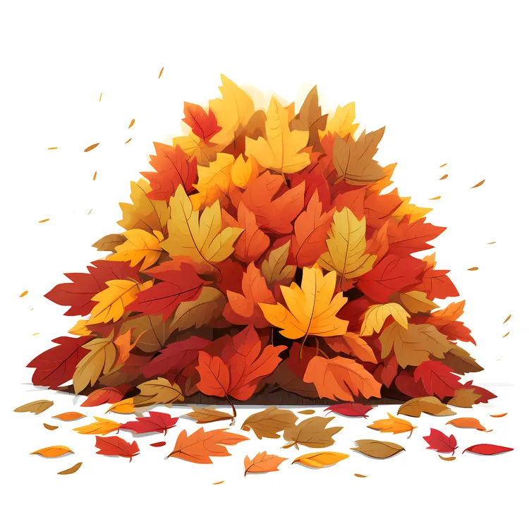 Pile of Colorful Autumn Leaves