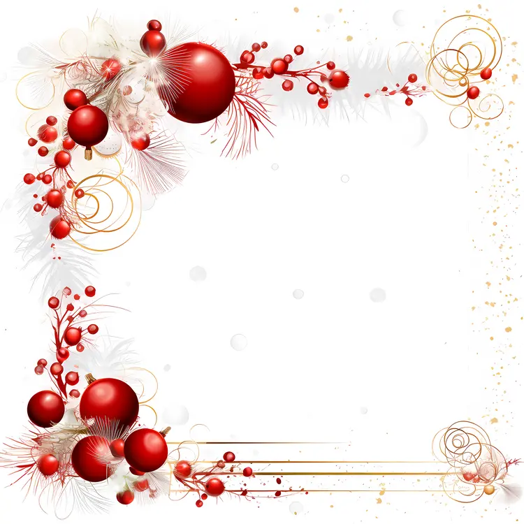 Red Baubles and Holly Frame