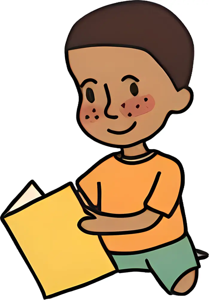 Cartoon Boy Reading a Book