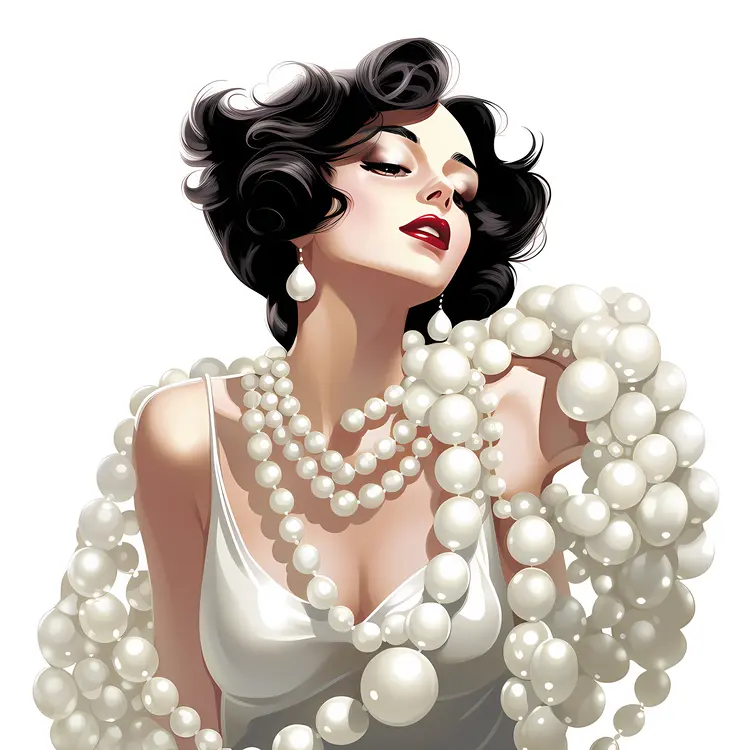 Stylish Woman Adorned with Pearls