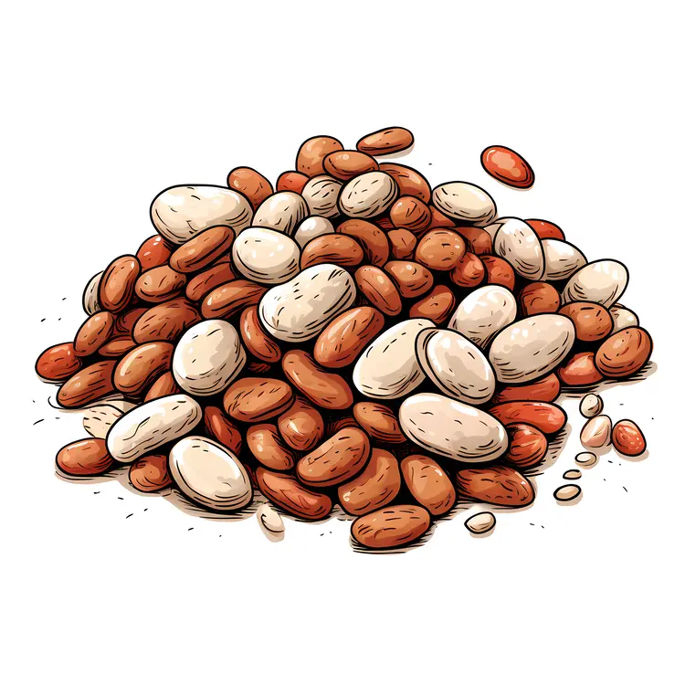 Pile of Brown and White Beans