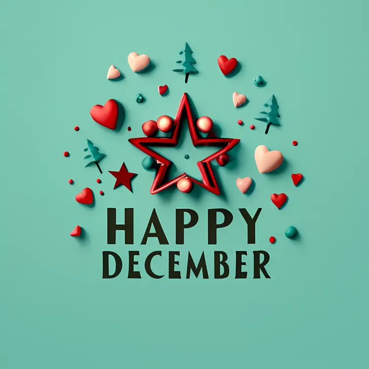 Star and Hearts with Happy December