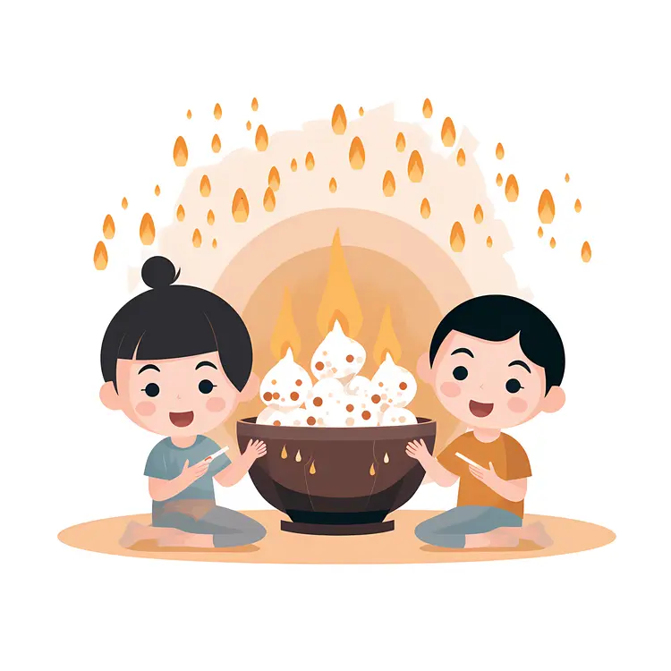 Children Cooking by the Fire