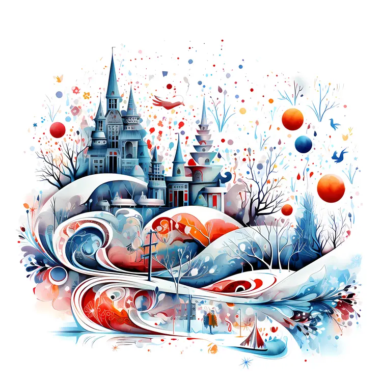 Magical Winter Castle Illustration