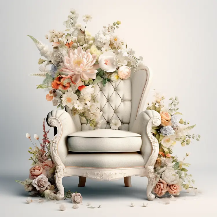 Elegant Vintage Armchair with Floral Decoration