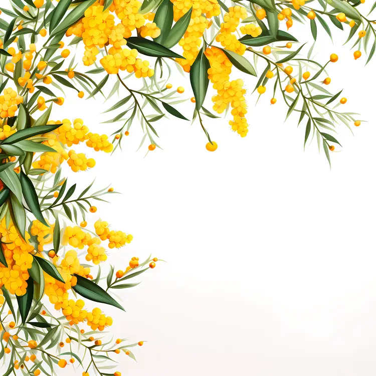 Yellow Flowers with Green Leaves in a Dense Corner Floral Border