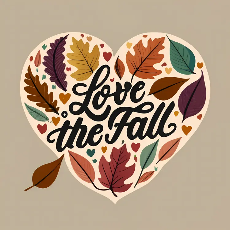 Heart Shaped Fall Leaves Art