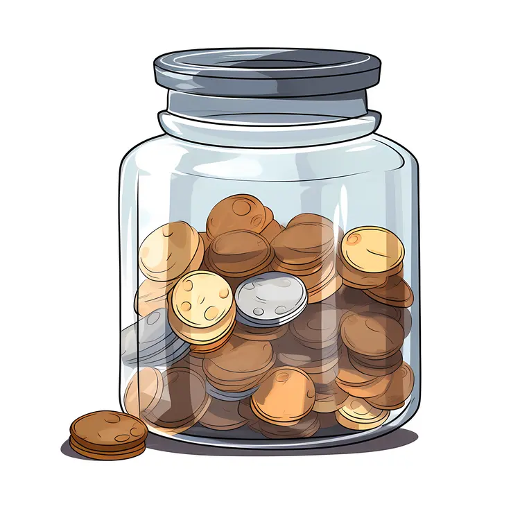 Coin Jar with Mixed Coins