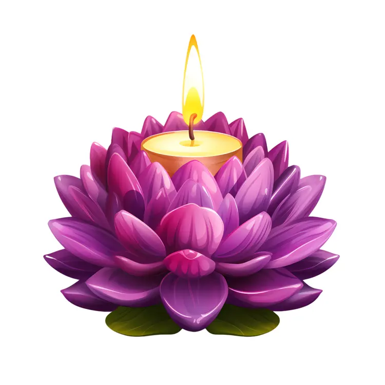 Purple Lotus Candle with Flame
