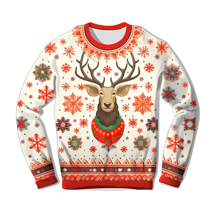 Festive Christmas Sweater with Reindeer Design