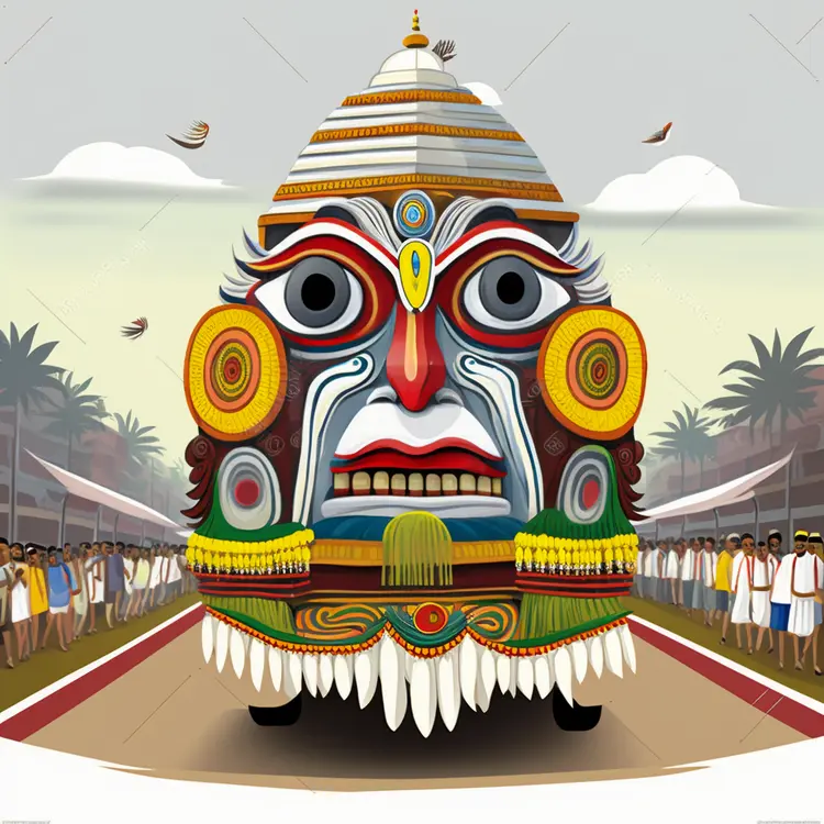 Colorful Chariot in Festival Parade