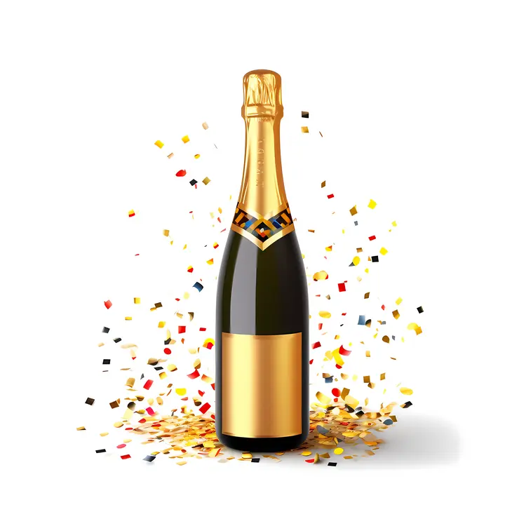 Champagne Bottle with Confetti