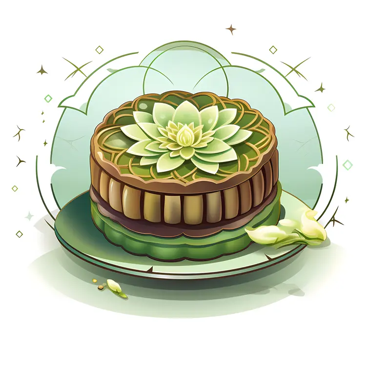 Mooncake with Lotus Flower Design