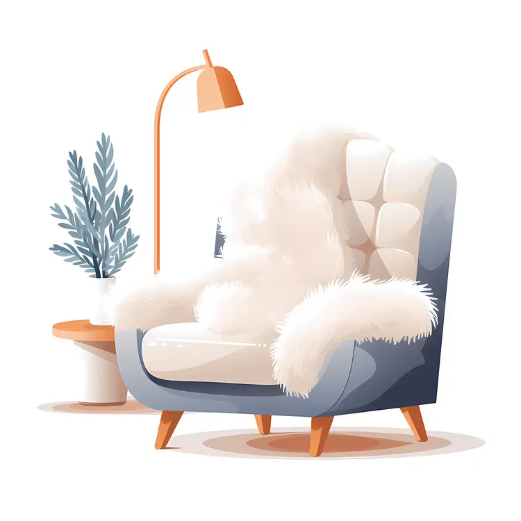 Cozy Armchair with Lamp and Plant