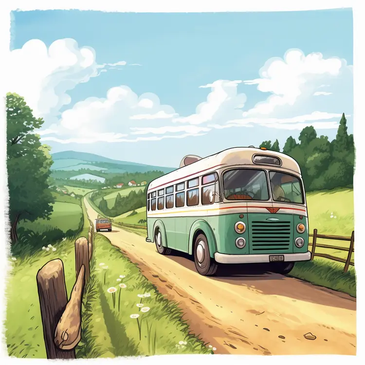 Bus on a Countryside Path