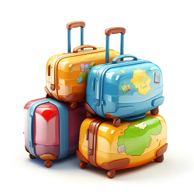 Stacked Cartoon Suitcases