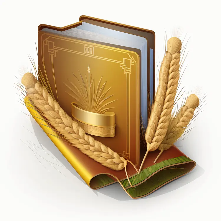 Golden Book with Wheat and Scroll for Thanksgiving Concept