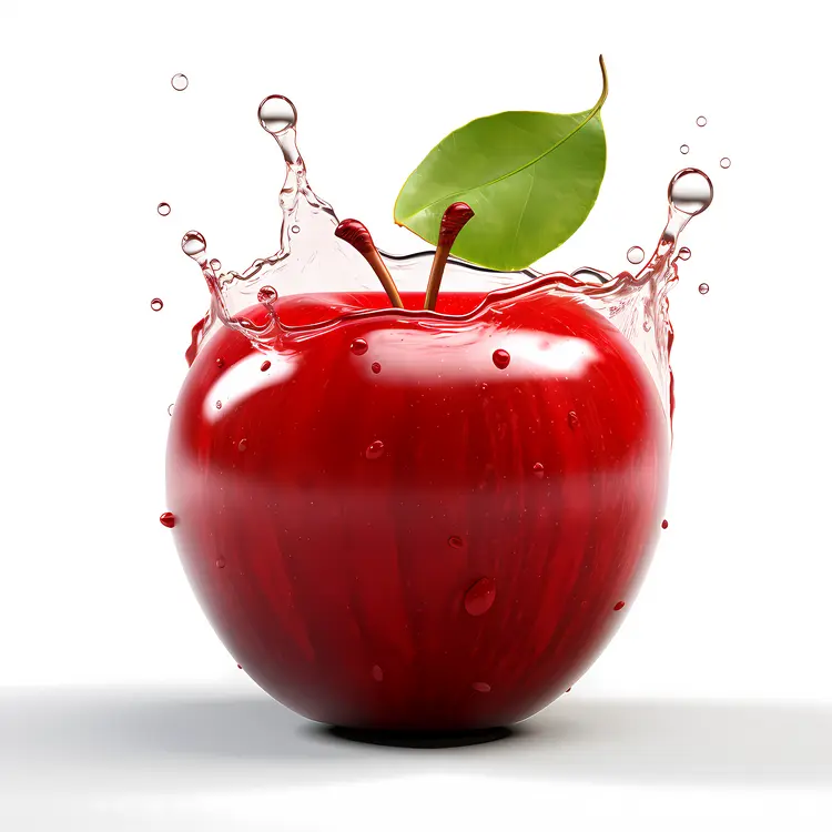 Fresh Red Apple with Water Splash