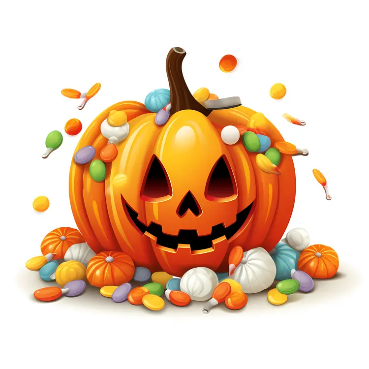 Pumpkin with Halloween Candies