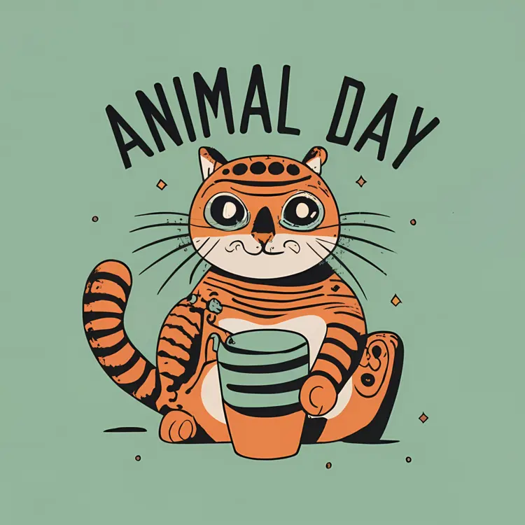 Cat with Mug for World Animal Day