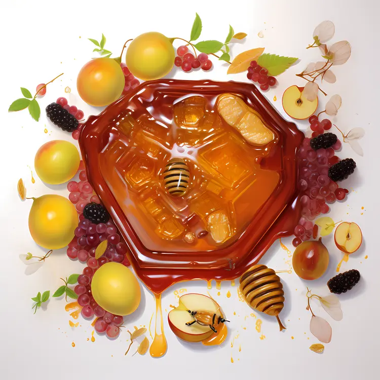 Honey and Fruits with Bees