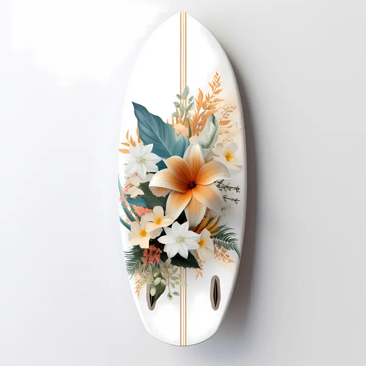 Floral Surfboard with Tropical Flowers