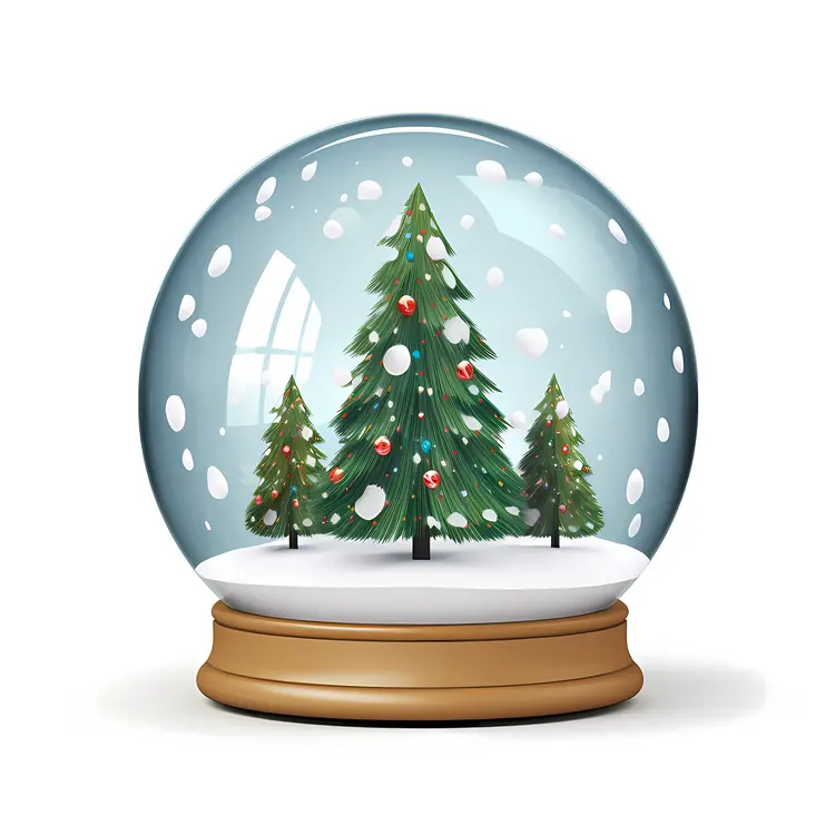 Christmas Tree Snow Globe with Festive Scene