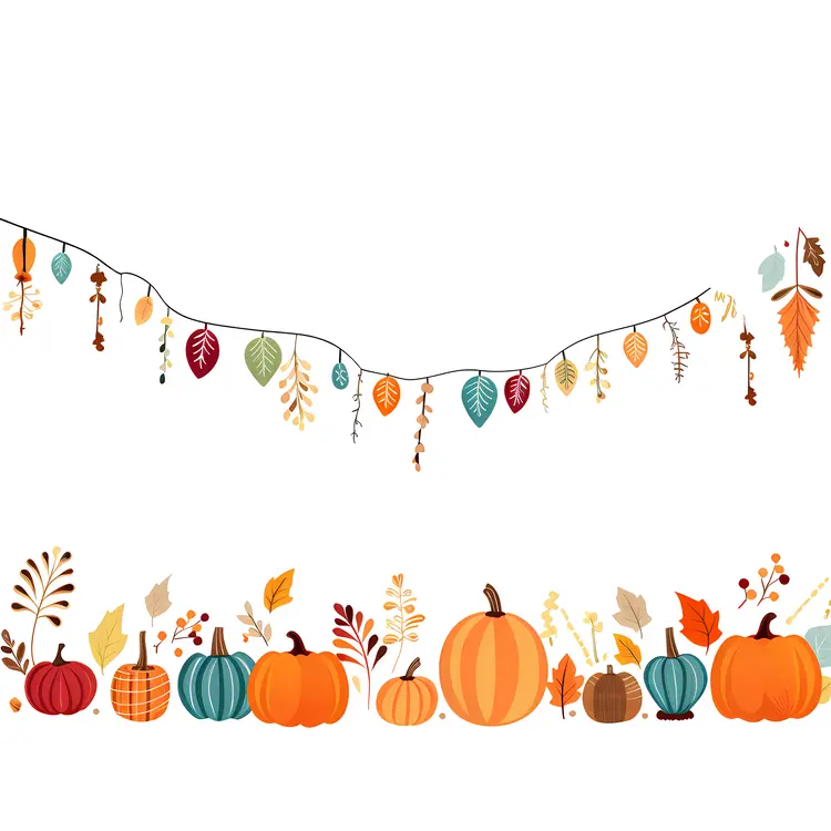 Autumn Decor with Pumpkins and Leaves