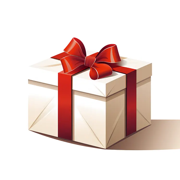 White Gift Box with Red Ribbon