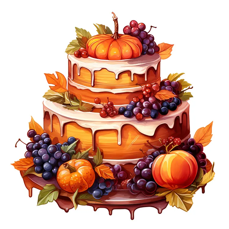 Autumn Pumpkin Cake with Fruits