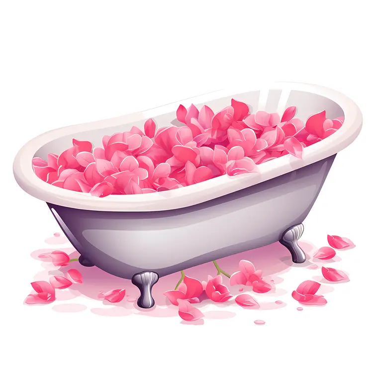Bathtub Filled with Pink Petals