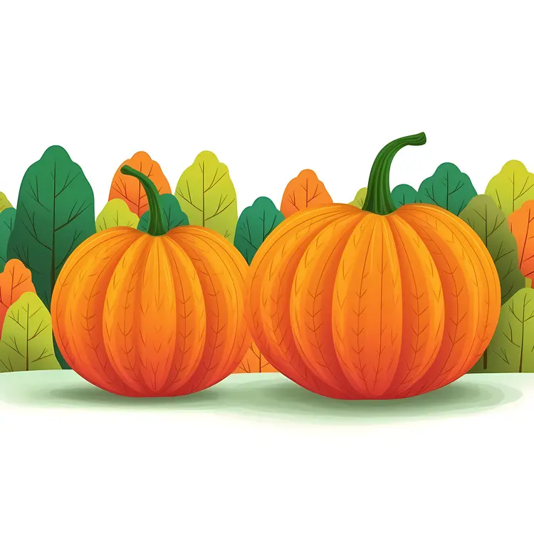 Pumpkins with Colorful Leaves